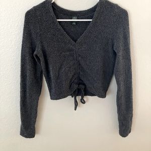 Fuzzy Grey Crop Top Sweater